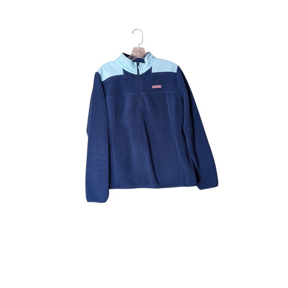 Vineyard Vines Men's Medium Fleece Quarter Zip Pullover Blue Shep Shirt Large - Picture 7 of 7